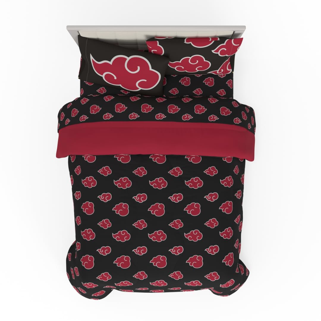 Collectibles Naruto Anime Akatsuki Bedding 7 Piece Super Soft Reversible Comforter and Sheet Set with Sham, Queen, (Officially Licensed Product) by Franco Image