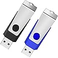 1GB USB 2.0 Flash Drive 2 Pack Wooolken Thumb Drives Jump Pen Drive Memory Stick with LED Light and Lanyards for Storage and Backup(1G, 2 Colors: Black Blue)