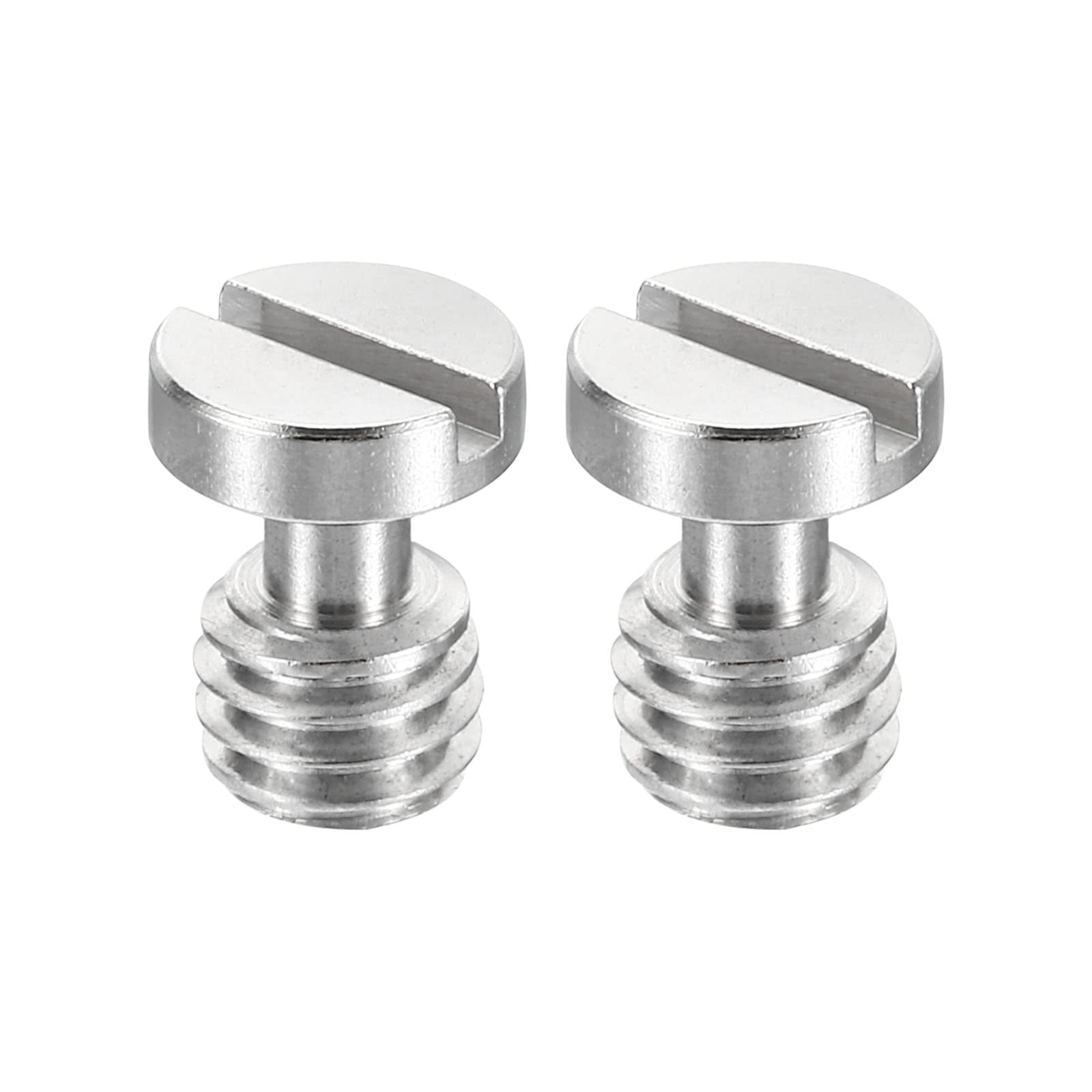 PATIKIL 3/8"-16 Thread 16mm Length Camera Quick Release Screw Tripod Screw, 2 Pack Stainless Steel Flat Slot Screws for DSLR Camera Rig Accessories, Silver