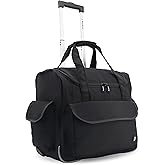 J World New York Donna Rolling Tote Bag on Wheels. Laptop Carry-On, Black (Measures 15 X 17 X 8.3 inches, Holds over 35 litres)