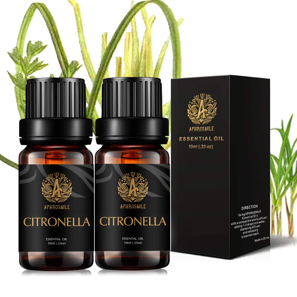Citronella Essential Oil Set, 100% Pure Aromatherapy Citronella Scent Essential Oils Set for Diffuser, Massage, Therapeutic Grade Citronella Aromatherapy Essential Oils Fragrance Kit for Home-2x10ml