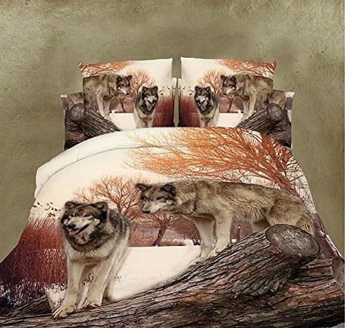 Heave 3d Bedding Sets Home Textile Wild Wolf Tree Pattern 4pcs Queen Size