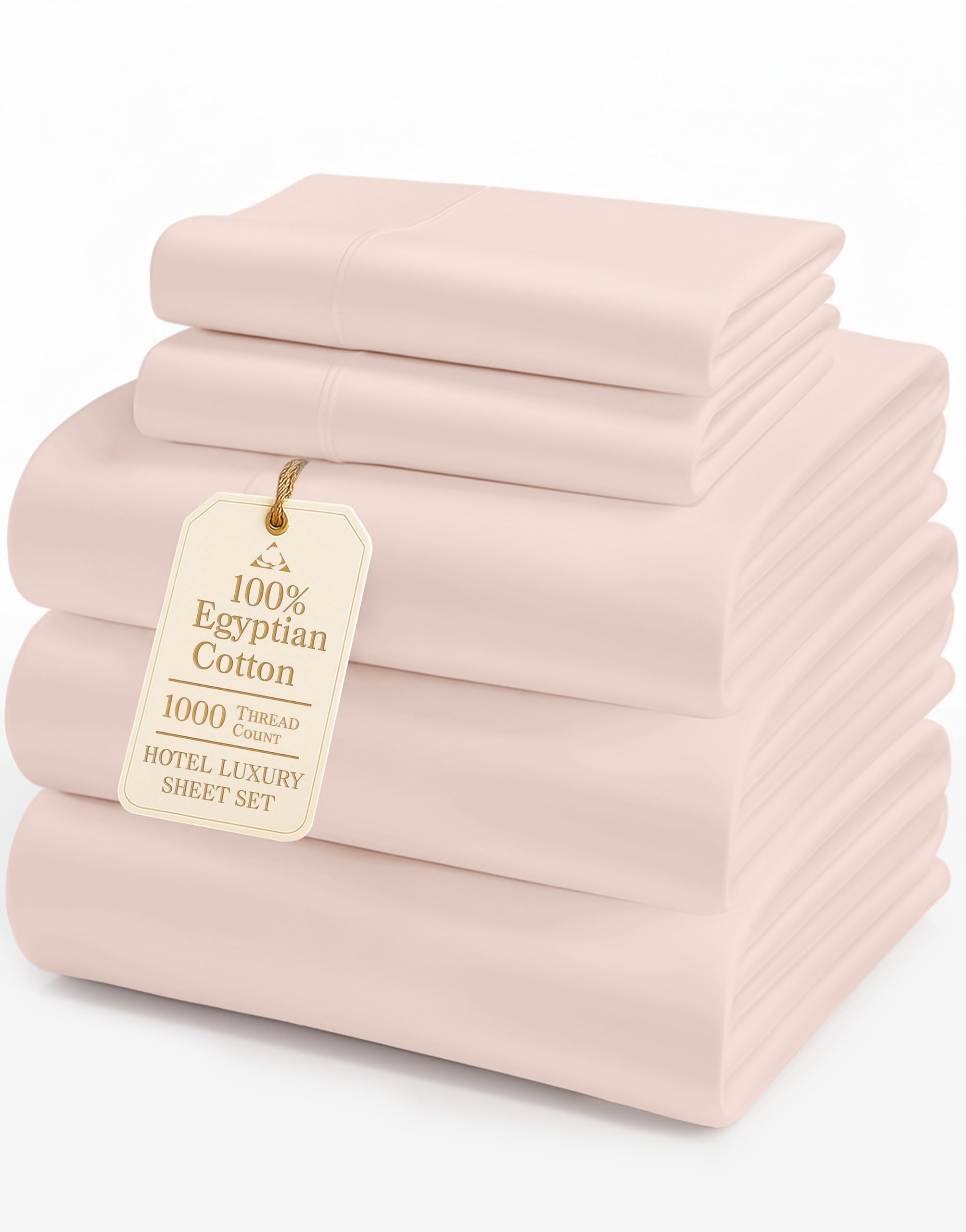 Photo 1 of LANE LINEN 100% Cotton Split King Bedding Set for Adjustable Beds - 1000 Thread Count, Fully Elasticized Reinforced 15" Extra Deep Pocket Split King Sheets, Sateen Weave for Silky Finish - Sepia Rose