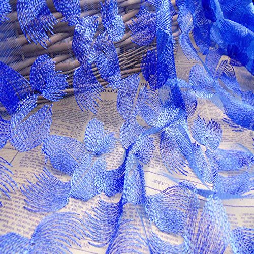 1 Yards African Nigerian Lace Mesh Fabric Sewing Clothing Accessories Silk Water Soluble French Dress Design Antique For Curtain Home Width 120 Cm (Blue)