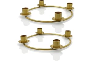 SHMILMH Advent Wreath Candle Holder, Gold Candle Ring for Candlestick, Christmas Wreath Ring for Church Dining Table Mantel Tabletop Centerpiece Decorations