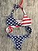 Women USA Flag Print Two Piece Bikini Set Sexy Cross Halter Swimsuit Bathing Suit Size L(US 4-6) (Blue)