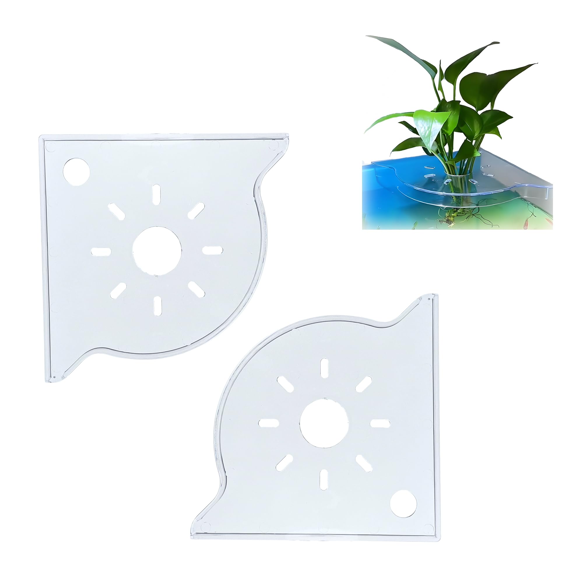 Photo 1 of BEVINKATE Aquarium Plant Holder for Rimless Fish Tank – 2 Pcs Corner Shelf for Fish Tank Top, Aquatic Plant Planter & Organizer for Aquatic Plants, Decor, and Accessories (White)