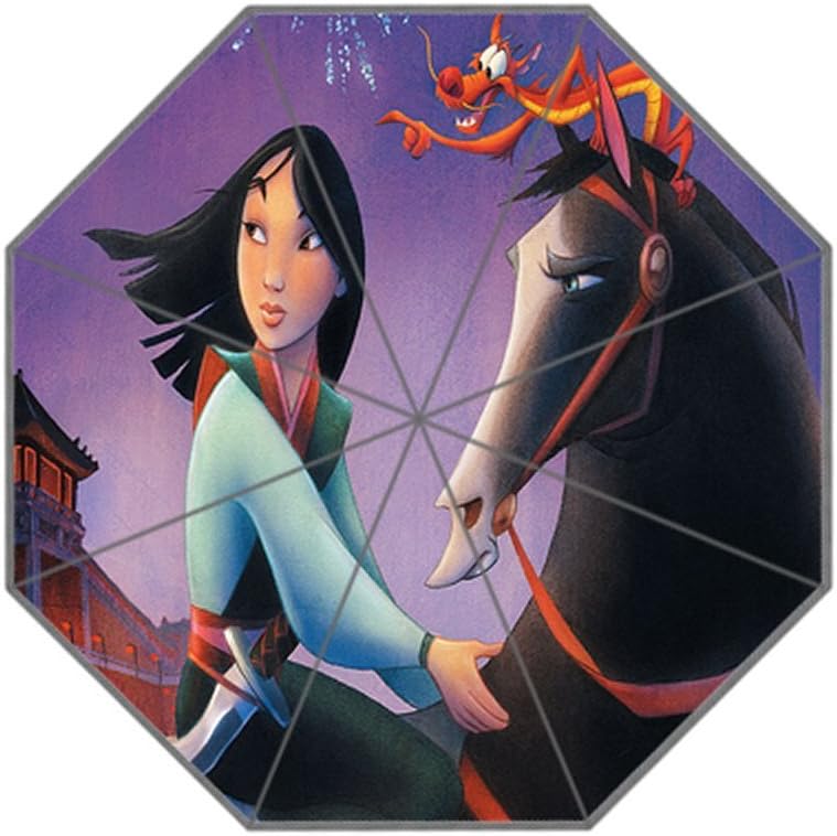 Custom Mulan Cartoon Perpul Rain Umbrella Parasol with UV Protection