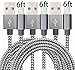 GOLDEN-NOOB 8 Pin 6-Feet Nylon Braided Lightning USB Charging Cable Cord for IOS Devices, Gray (Pack of 3)
