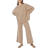 Pink Queen Women's 2 Piece Outfits Sweater Sets Knit Pullover Tops And Wide Leg Pants Loose Tracksuit Lounge Set