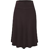 Lock and Love Women's Solid Ombre Lightweight Flare Midi Pull On Closure Skirt S-XXXL Plus Size