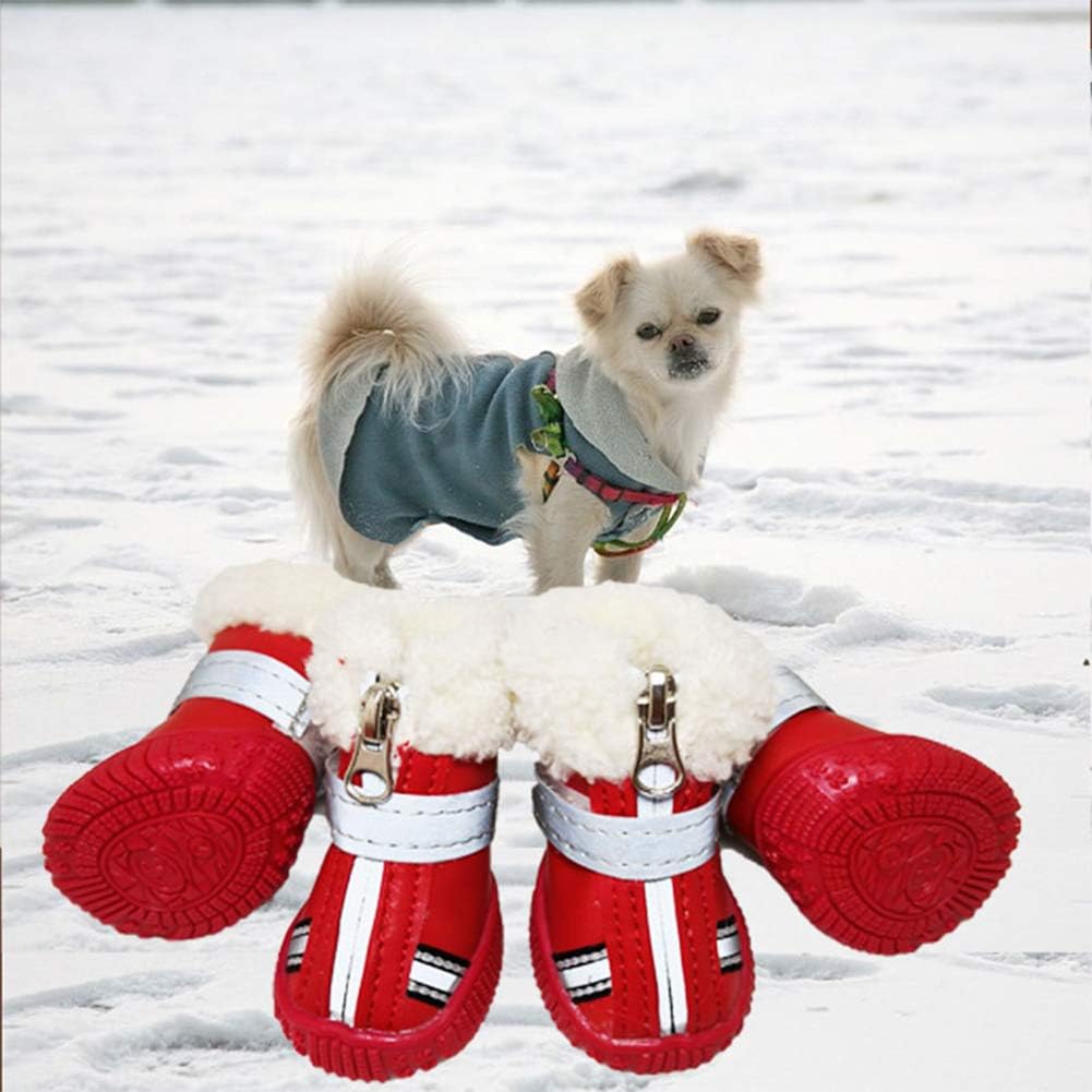 Pet Snow Boots Dog Shoes，Winter Warm Skidproof Sneakers，Dog Paw Protectors with