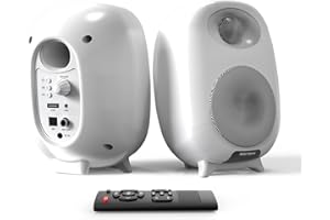 BESTISAN Bluetooth Bookshelf RCA Speakers for Record Player, Turntable Speaker with 4 inch Woofer, Optical/RCA Inputs for PC and TV, White, Pair, SR06