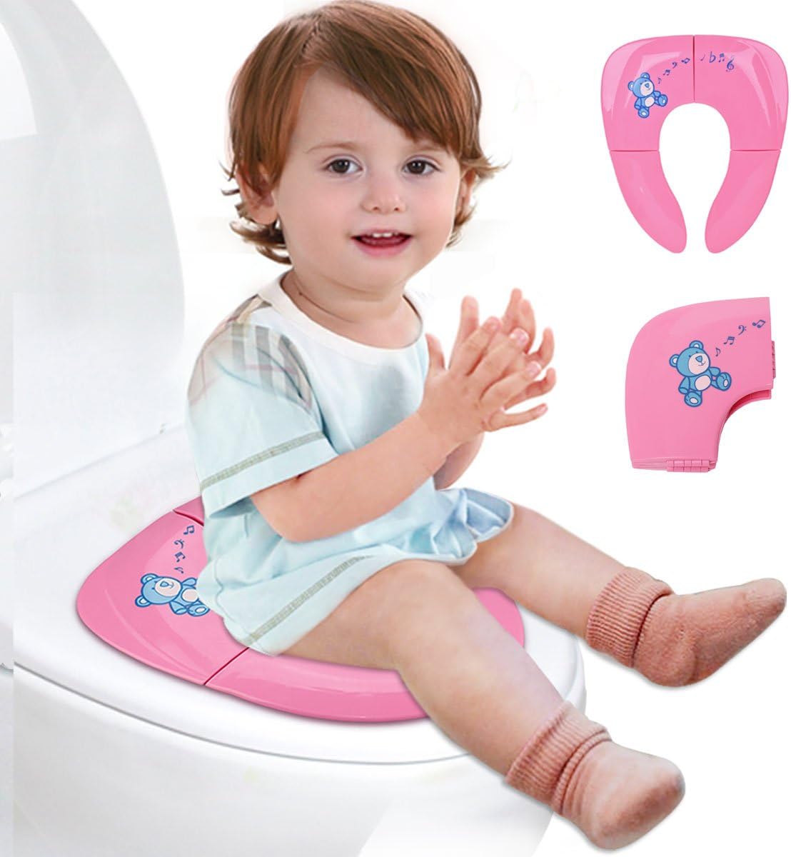 Iserlohn Folding Travel Potty Seat for Kids with Carry Bag, Pink