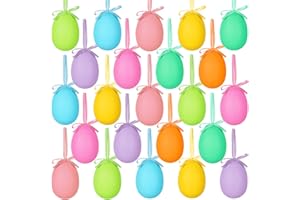 Ivenf Easter Decorations Tree Ornaments - 24 pcs Hanging Egg Spring Ornaments for Small Tree, Matte Finish with Nice Colors, Kids School Office Party Supplies Gifts for Home