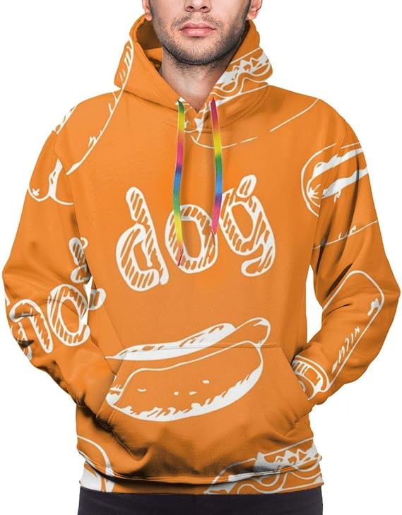 Amazon メンズパーカーホットドッグプリントスウェットスウェットシャツメンズカジュアルパーカーカジュアルトップフード付き トレーナー パーカー 通販