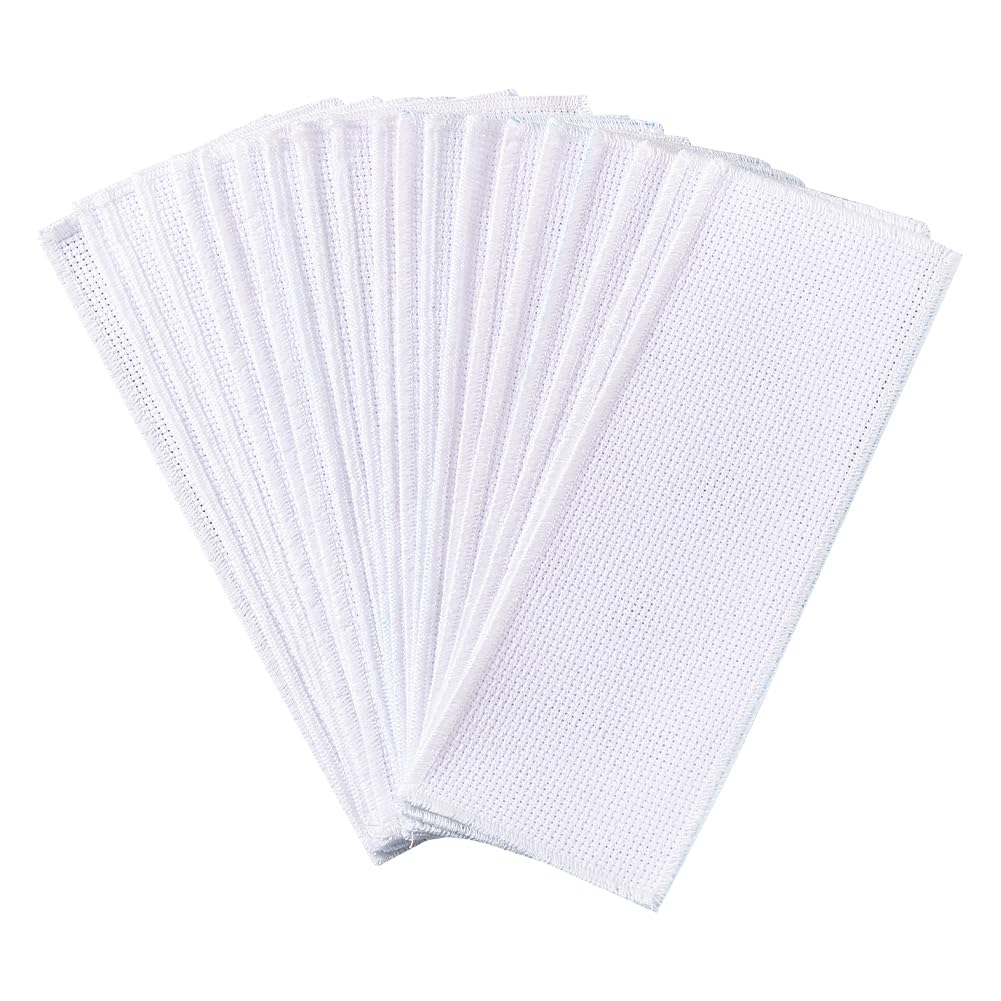 arricraft 20 Pcs Blank Cross Stitch Bookmark, Cotton Fabric Book Marker Cross Stitch with Embroidery Edge Rectangle Embroidery DIY Bookmark for Crosstitch Project 2.7x7.4 inch(7x18.9cm)