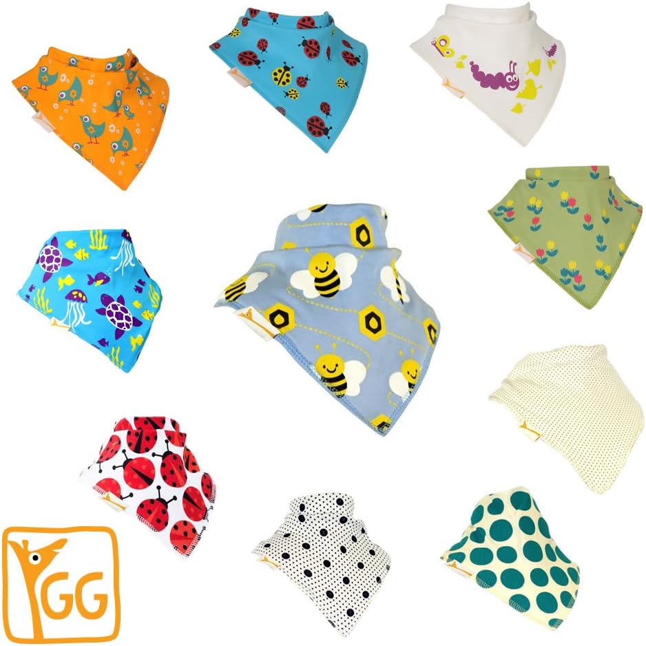 Set of 10 Groovi Gee Mixed Up Bandana/Dribble/Baby Bibs