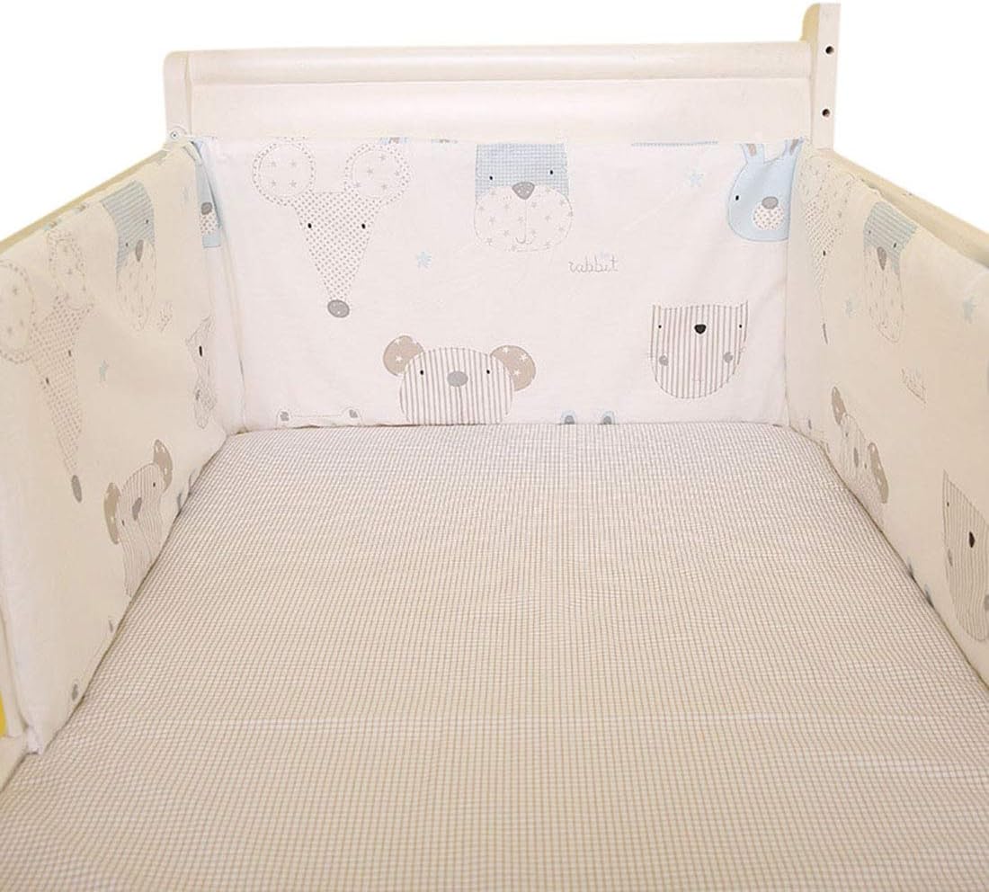 Enerhu Crib Liner Padded Baby Breathable Cotton Cot Bumper Pads All-Around Protection for Nursery Bed #7 71x12 inch