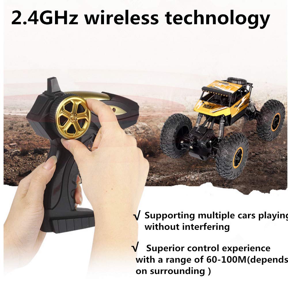 Cherry RC Car 2.4Ghz 4WD Rock Crawlers Remote Racing Truck Toy 1:16 Rechargeable Off-Road Vehicle High Speed RC Buggy Race, Gift for Kids and Adults