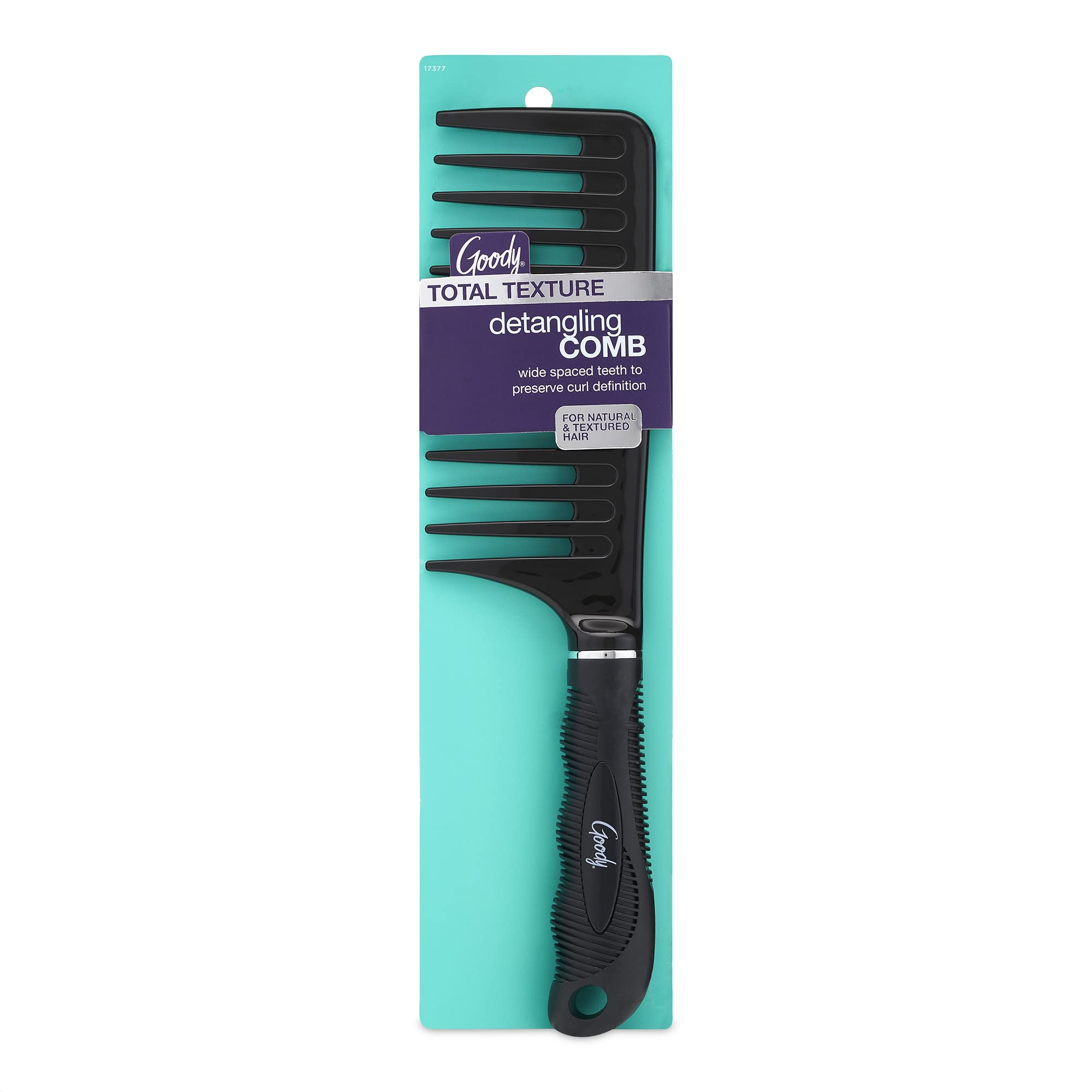 Photo 1 of GOODY Total Texture Detangling Handle Comb, Wide Spaced Teeth Preserve Curl Definition, Pain-Free Hair Accessories for Women & Girls, Durable for Everyday and Professional Use, Black