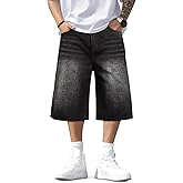 TANDAGI Men Baggy Jorts Y2k Streetwear Loose Fit Hip Hop Skateboard Denim Shorts