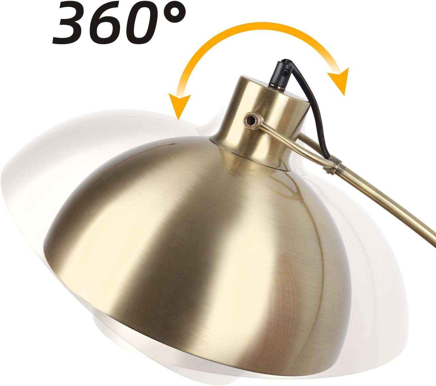 Osasy Modern Adjustable Floor Lamp in Antique Brass and Black Marble, Eye Protection Reading Lamp, E27 Socket, 165cm Tall - Image 5