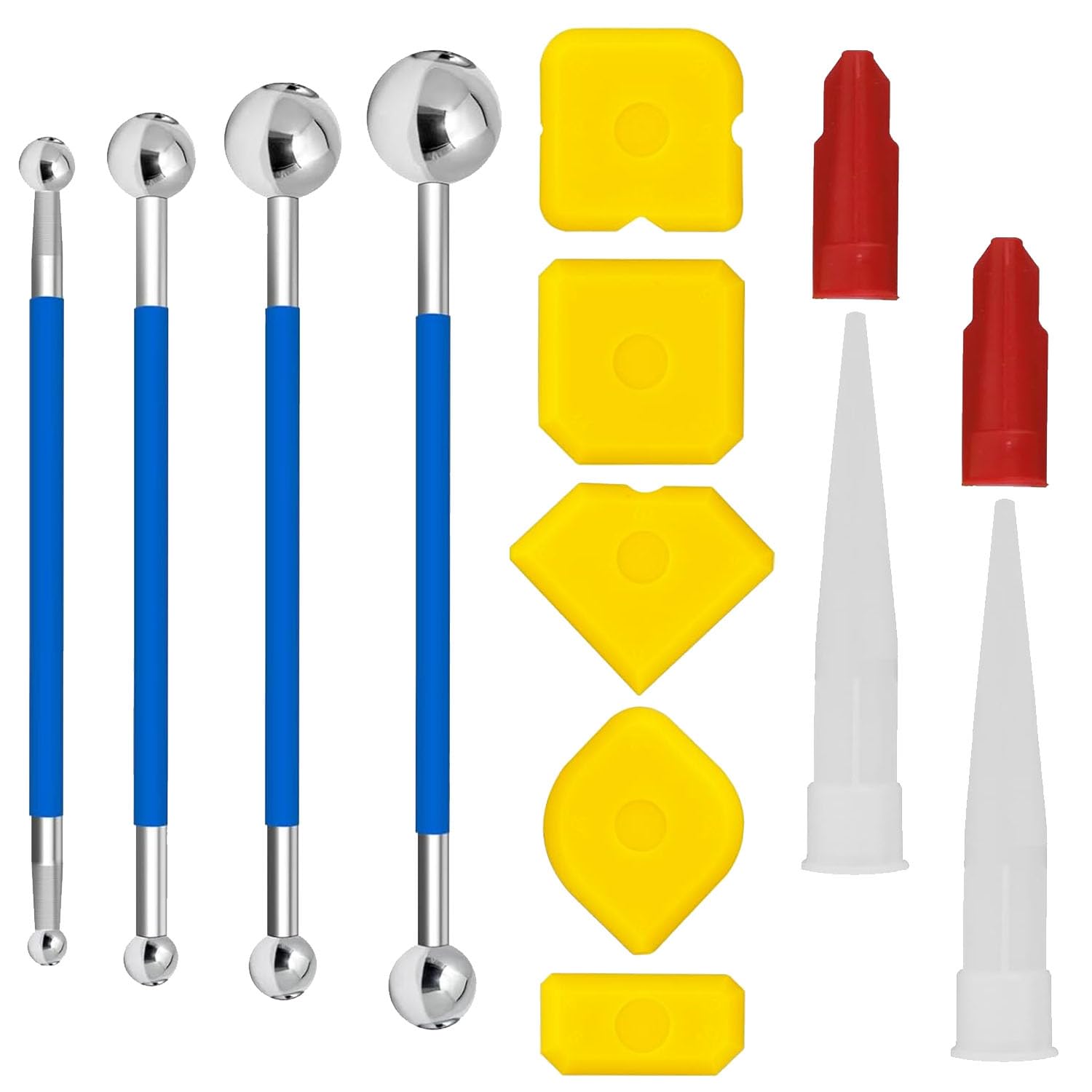 ANBOO Set of 13 Silicone Joint Puller Ball, 3 in 1 Silicone Joint Smoother Tool, Scraper Caulking Tool, Metal Silicone Puller Kit, Joint Puller, Sealing Tools for Bathroom