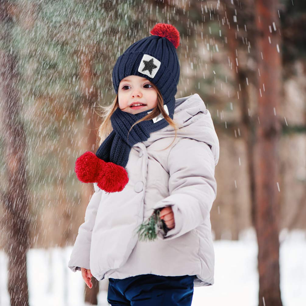 VBIGER Kids Winter Hat Scarf Knitted Set Aged 4-8