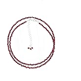 NJCRAFT Natural Gemstone Faceted Beaded Necklace for Woman| Silver Plated Gem-stone Necklace | Beads 2–3 mm | Adjustable Chain 16+2 Inch