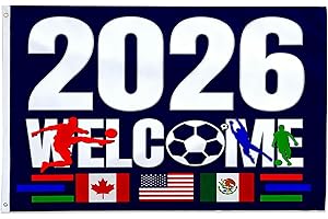 UPEOXT World Cup 2026 Flag, Soccer Banner Decorations, 2026 World Cup Merchandise, American Canada Mexico Host Country Flags,
