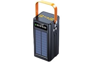 Solar Battery Bank, 120W Power Pack, 50000mAh External Survival Charger with Built in Light, 4 Outputs 3 Inputs for Mobile De