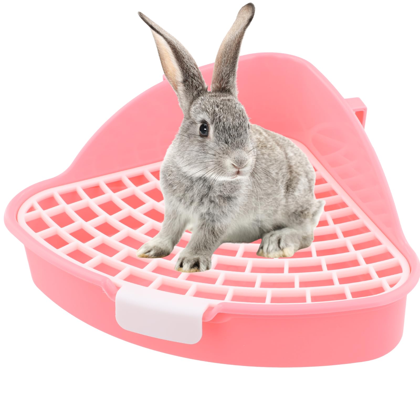 Rabbit Litter Box Corner, Small Rabbit Litter Tray for Cage, Small Animal Triangle Toilet Potty Trainer, Bunny Corner Bedding Litter Box for Guinea Pig, Ferret, Hamster, Chinchilla, Squirrel (Pink)