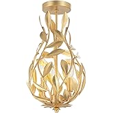 Crystorama Broche 9'' Antique Gold Semi Flush Mount