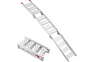 FACHNUO TOOL FACHNUO 6.5FT Folding Motorcycle Ramp 650LBS Capacity 1PC, Aluminum Trailer Loading Ramps with Load Straps for Pickup Trucks/Lawn Mower/ATV/UTV/Dirt Bike/Trollrys, Portable Shed Ramp 78.3" L x 12" W