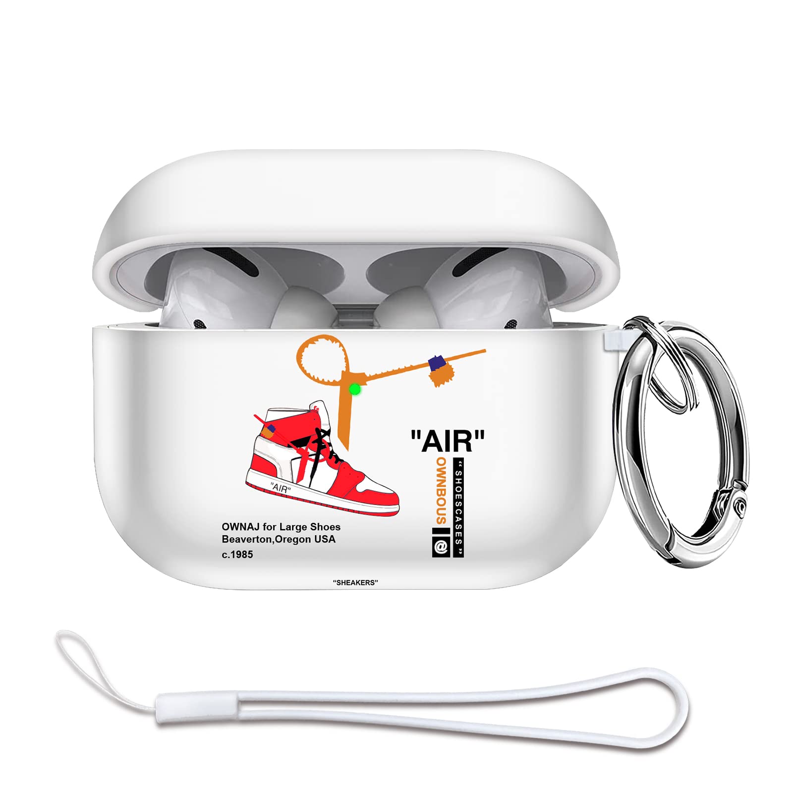 View 1 of **COLOR IS SEETHROUGH**Gedicht for Airpods Pro Case Air Sports Shoes with Lanyard, Protective TPU Soft Cases Cover Rugged for Apple Airpod Pro with Keychain for Women Men?Clear Red