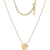 Four Leaf Clover Necklace For Women - 18K Gold Plated Flower Y Necklace - True Non Tarnish Hypoallergenic Floral Pendant Luxury Lucky Gift Simple Multicolors Jewelry - Black White Red Green Pink Blue Gold Silver Necklaces Women