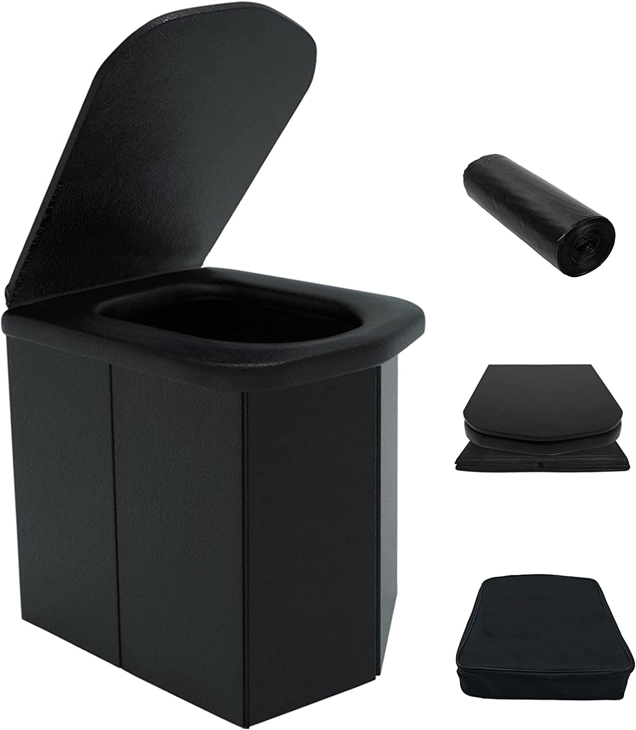 Camping Toilet Portable for Adults XXL Size, Upgrade Folding Travel Toilet Porta Potty Loo with Lid Supports Over 200kg, Ideal for Hiking Outdoor, Camper Van, Traffic Jams, Festivals, Fishing