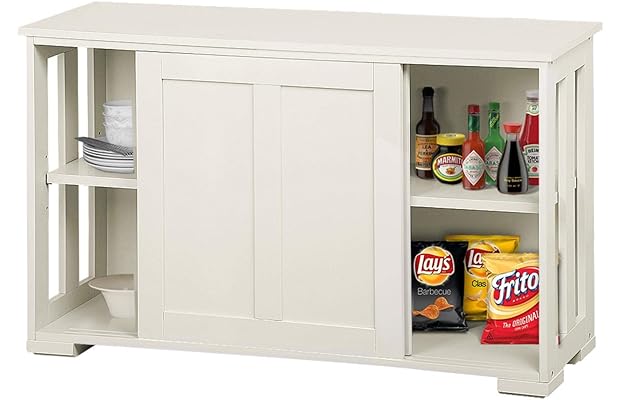 YAHEETECH Antique White Kitchen Storage Sideboard with Shelves