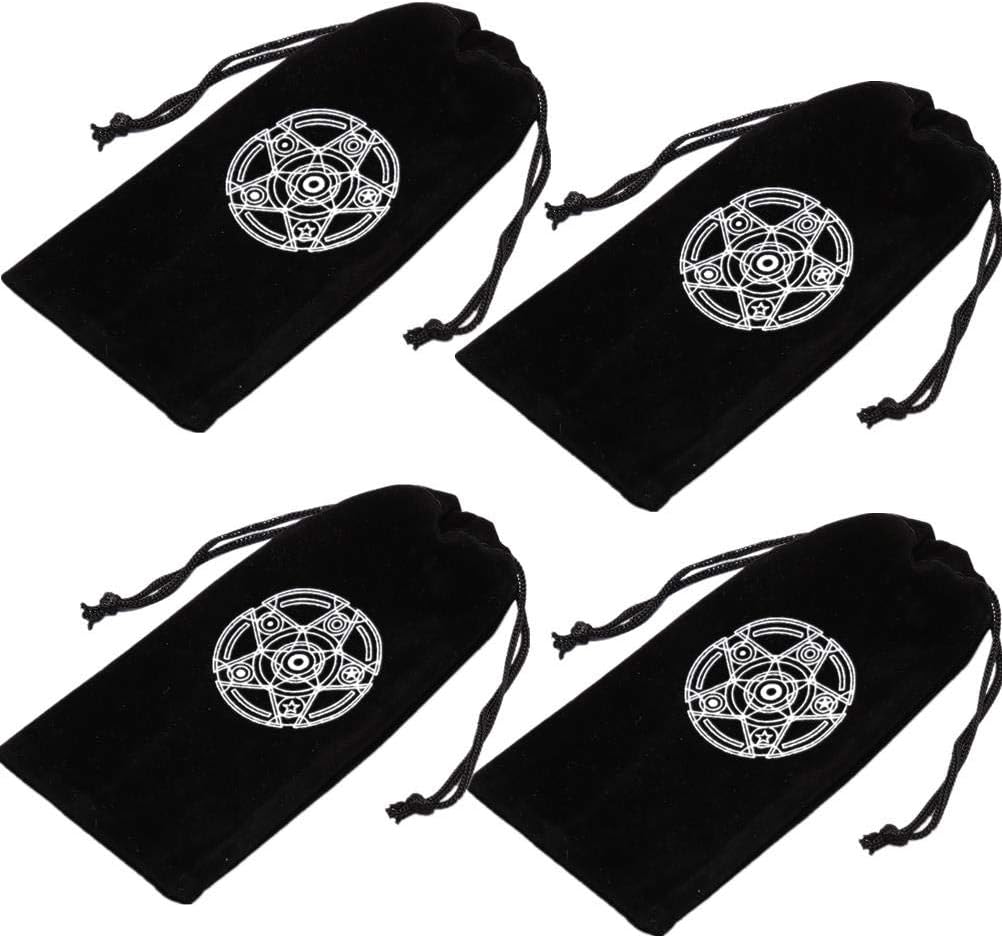 Uoeo 4 Pack Large Drawstring Bags Velvet Drawstring Package Storage Bag Pouch Card Bag for Jewelry Makeup Toy, 7.5x3.9inch