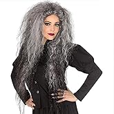 BESTOPPER 26in Synthetic Hair Wild Witches Wig Grey Halloween Cosplay Party Wigs (Grey)
