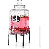 Baderke 3 Gallon Drink Dispensers with Stand Glass Beverage Dispenser with Stand and Stainless Steel Spigot Juice Dispensers for Parties Tea Jar for Lemonade Juice