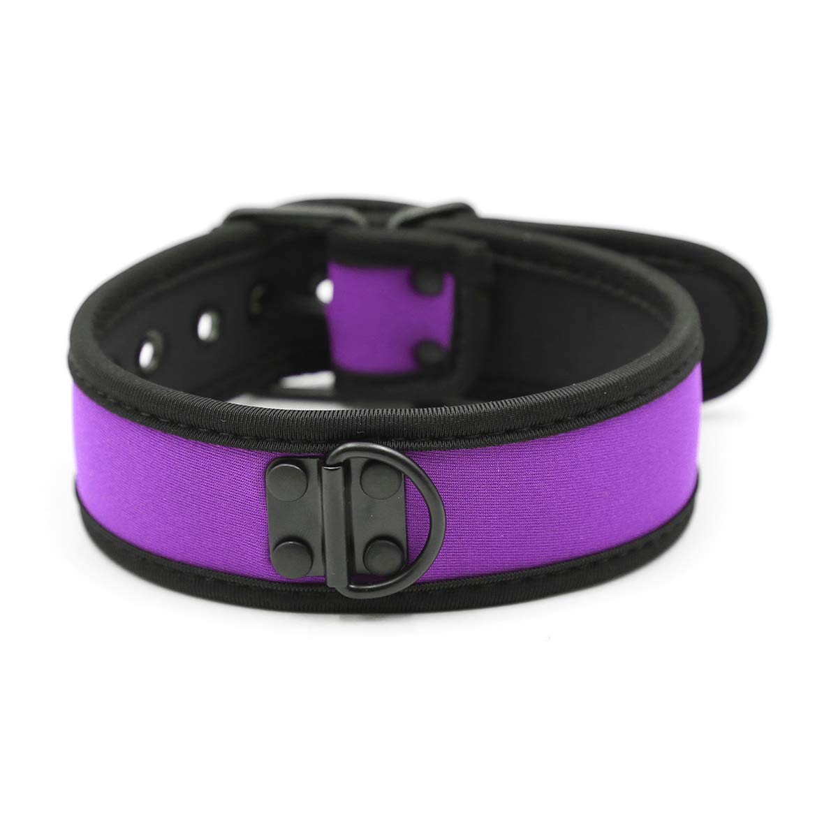 Minvy Neoprene Puppy Custom Choker Collar for Men Women (Purple, One Size Fits S - L (13" - 18"), Adjustable, Removable Muzzle)