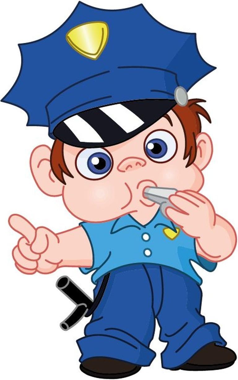 Zirni Cartoon Funny Policeman Whistle Sticker Decal Design 3" X 5"