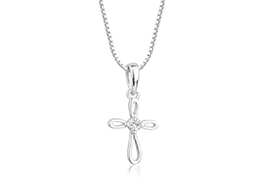 Cherished Moments Girl's Sterling Silver First Communion Infinity Cross Pendant Necklace with CZ