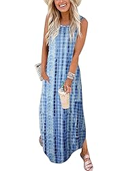 ANRABESS Casual Tie Dye Maxi Dress Crew Neck