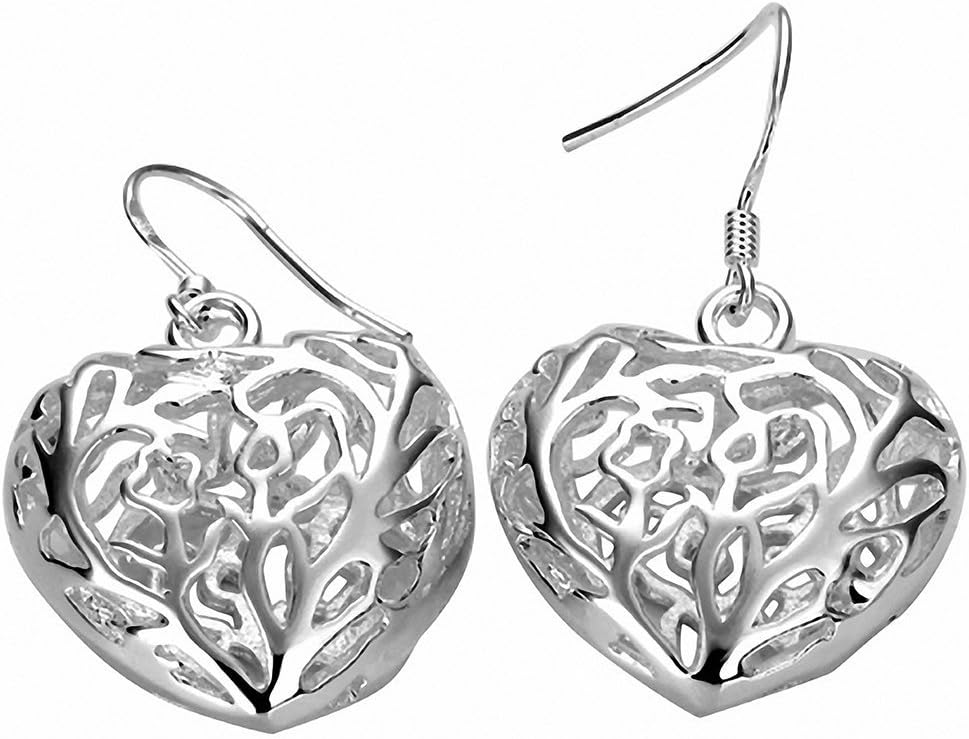 New Fashion Silver Ladies' Filigree Special,Fashion,Heart Pandant Droop Wire Earrings.925 silver earrings.