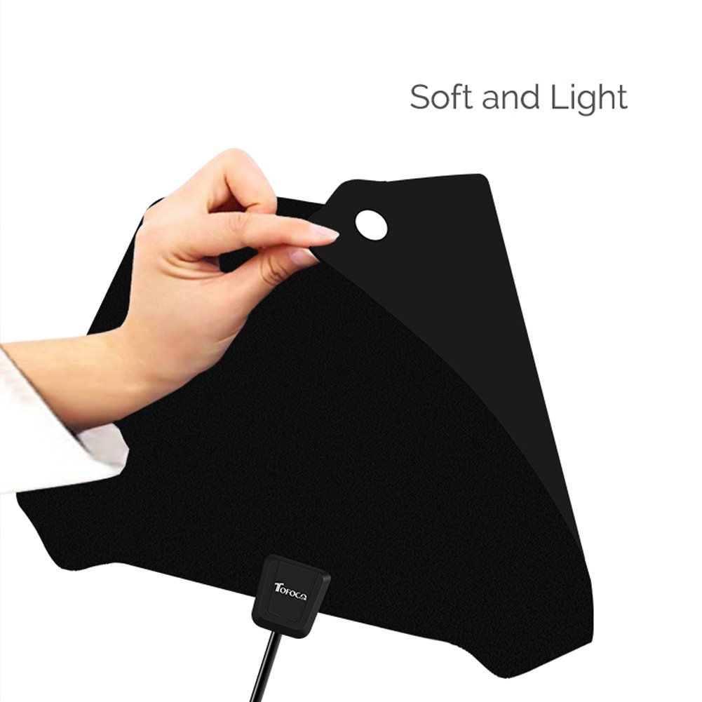 50 Mile Flat TV Antenna,Digital HDTV Antenna Indoor Long Range ATSC Home Television Receiver with Detachable Amplifier Signal Booster USB Power Supply 16.5FT High Performance Coax Cable -Black