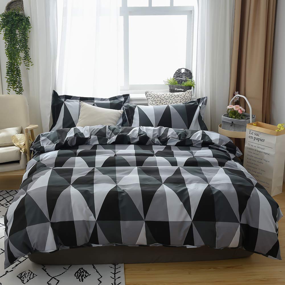 MH MYLUNE HOME Duvet Cover 3 Pieces Set - Ultra Soft Double Brushed Printed Microfiber Comforter Cover with 2 Pillow Case