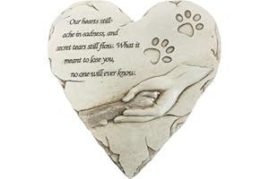 JINHUOBA New York Dog Pet Memorial Stones, Hand-Painted Heart-Shaped Loss of Pet Dog Memorial Gifts with Sympathy Poem and Paw in Hand Design, (White)